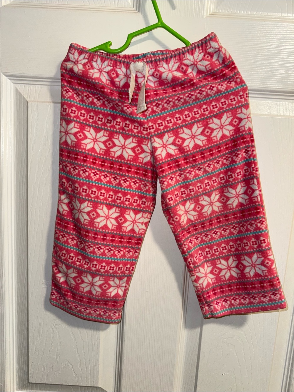 Carter's Pink and White Snowflake Fleece Pajama Bottoms